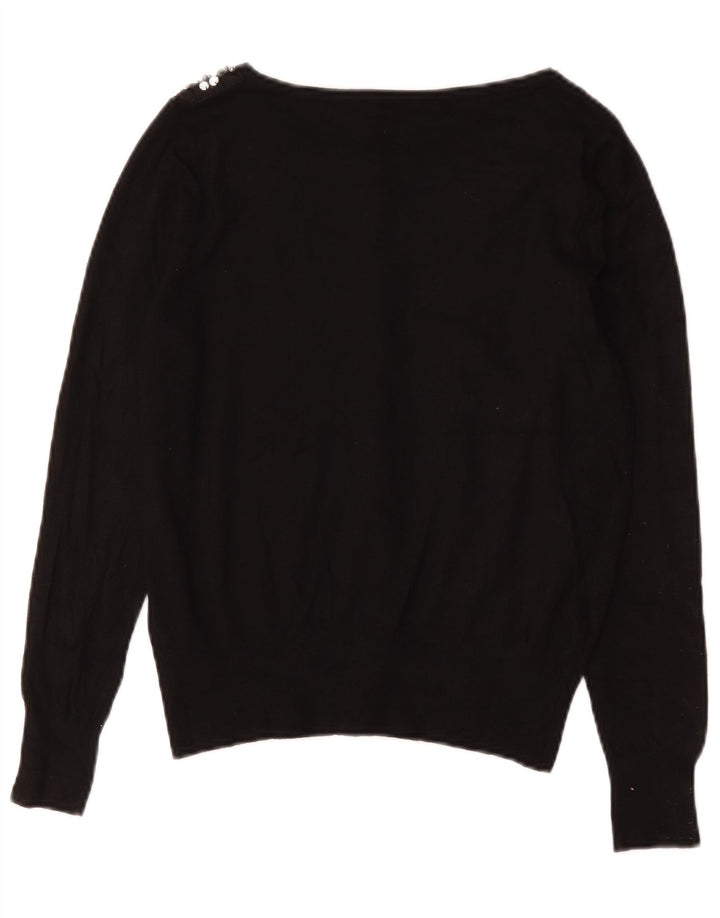 Suéter cardigã feminino Marks & Spencer Reino Unido 12 algodão preto médio