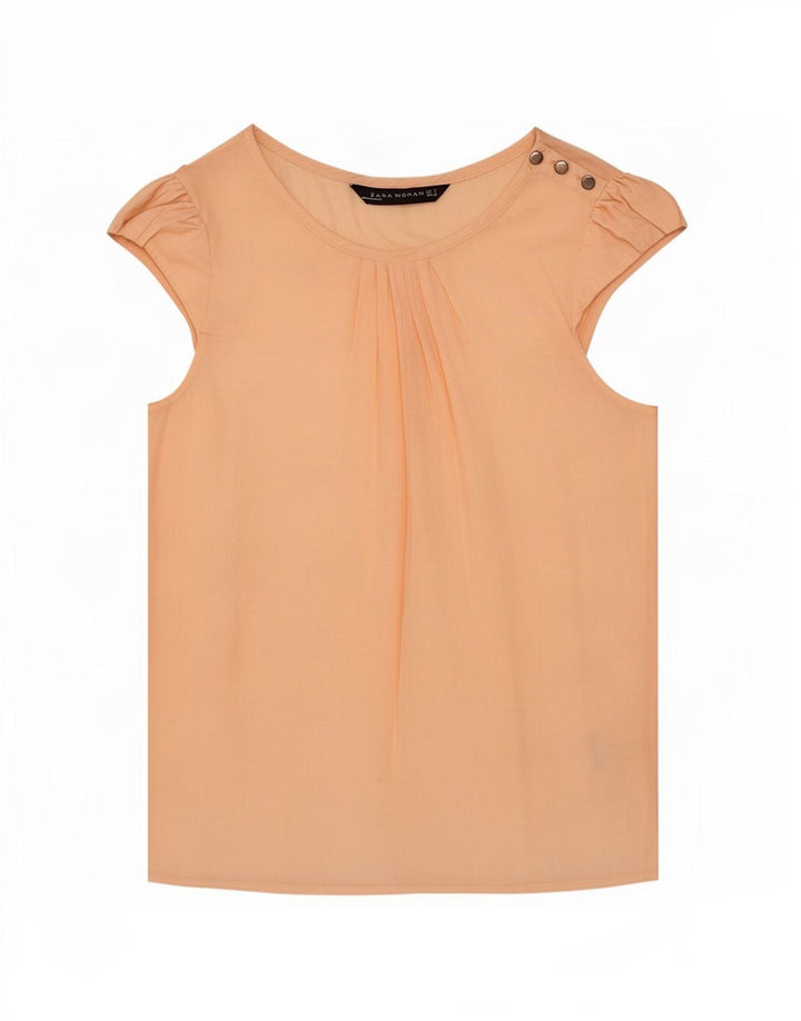 Zara Blusa Feminina Top UK 8 Pequena Rosa