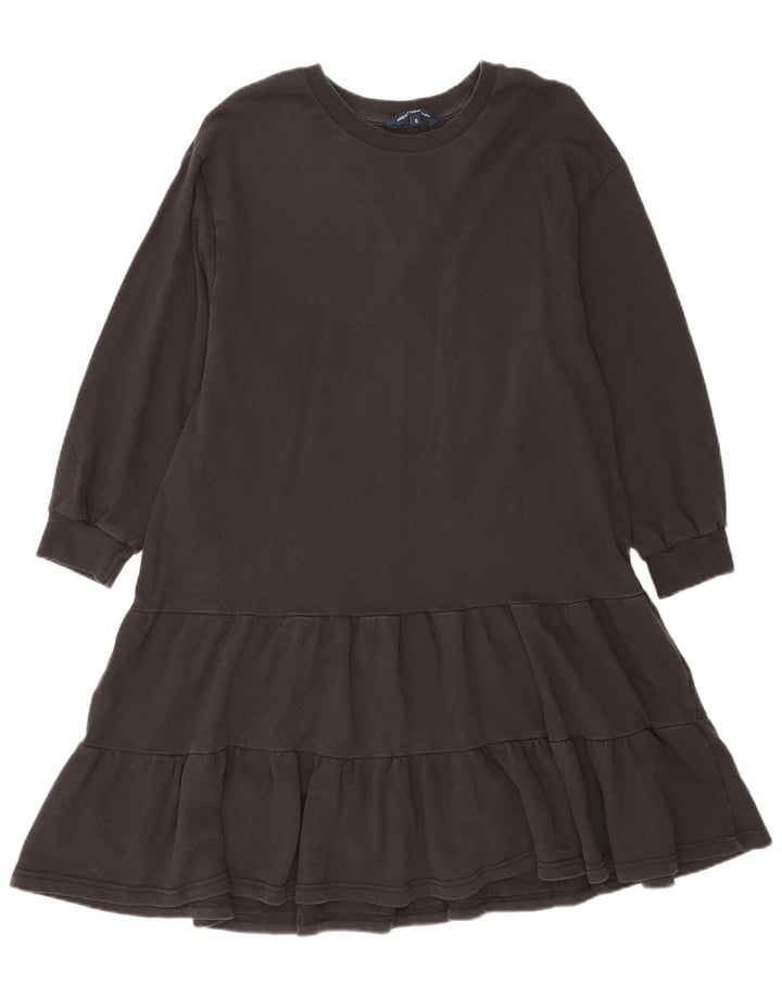 Vestido feminino grande em camadas da French Connection Reino Unido 10 algodão preto pequeno