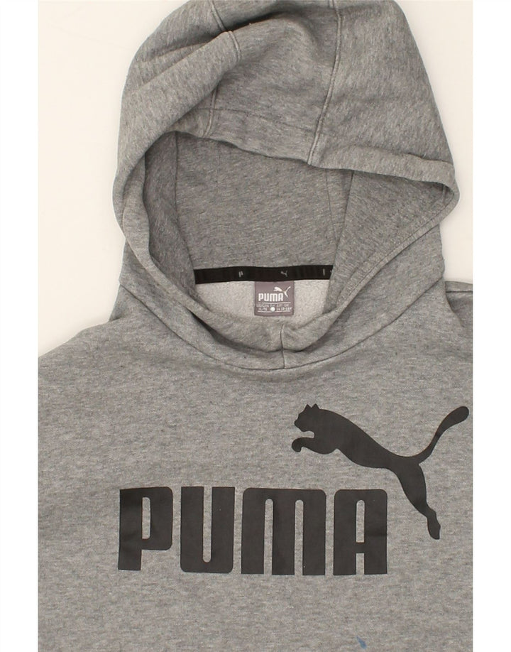 PUMA Boys Graphic Hoodie Jumper 13-14 Years Grey Cotton Vintage Puma and Second-Hand Puma from Messina Hembry 