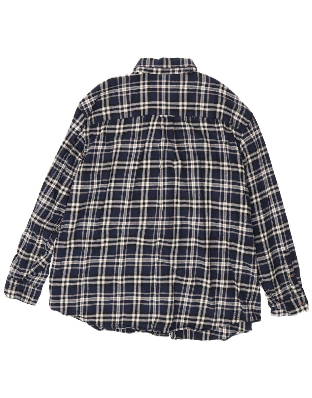 CHAPS Mens Grant Fit Flannel Shirt 2XL Navy Blue Check Cotton
