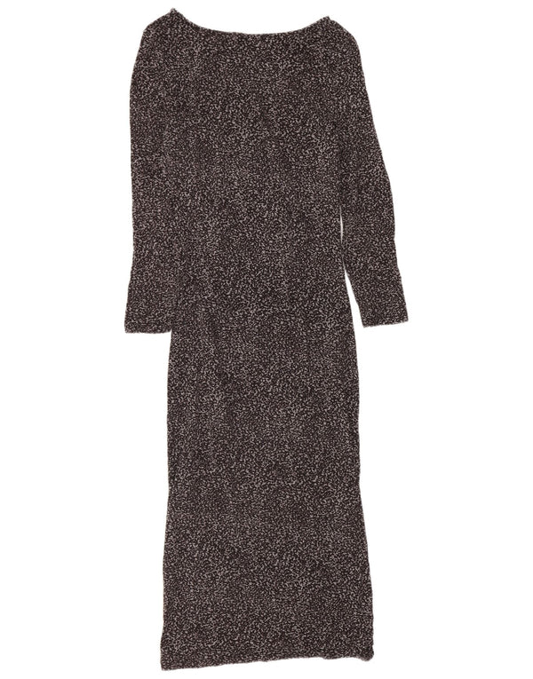 Vestido bodycon feminino de manga comprida Oasis Reino Unido 6 XS cinza com estampa animal viscose