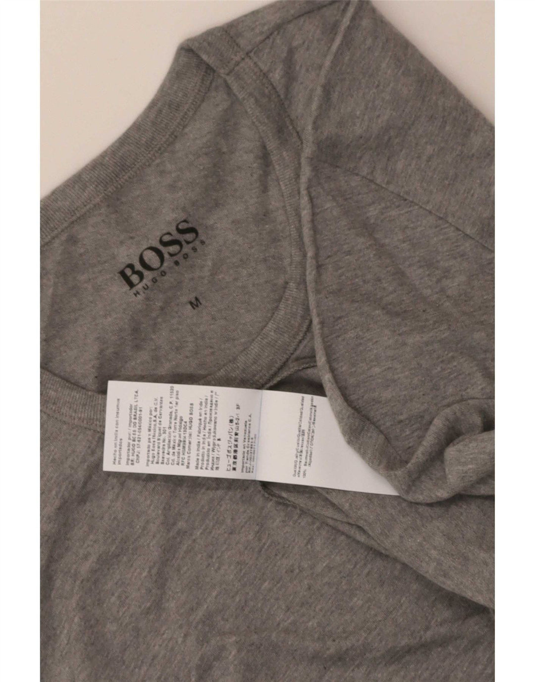 Camiseta masculina Hugo Boss Top algodão cinza médio