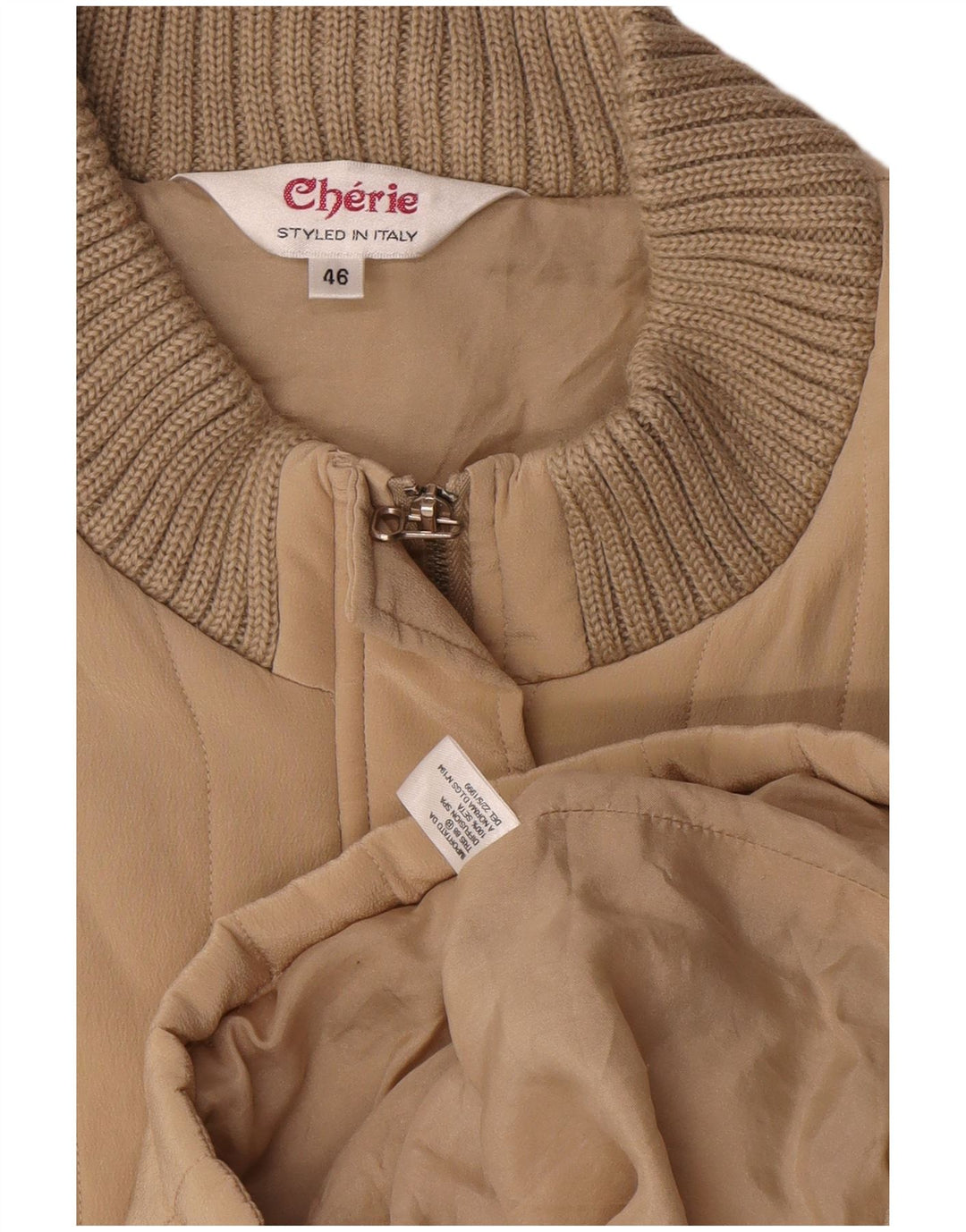 jaqueta bomber feminina cherie IT 46 grande seda bege