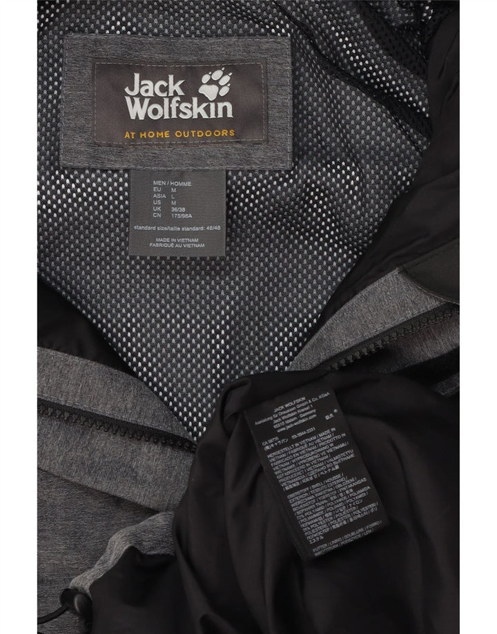 Jaqueta de chuva masculina Jack Wolfskin com capuz UK 36/38 cinza médio poliamida