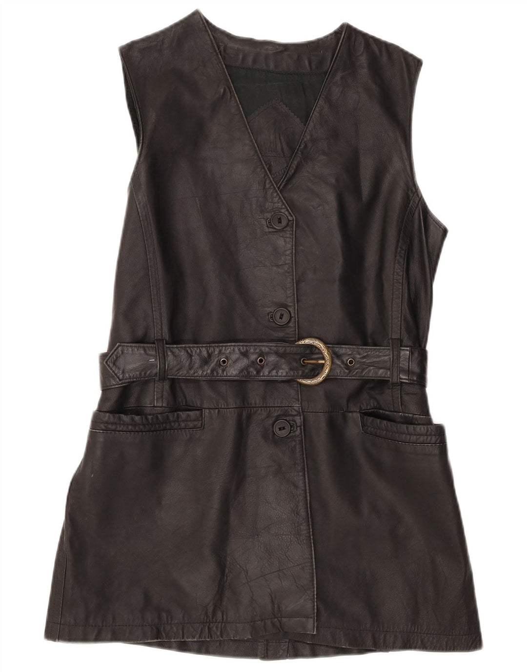 Colete feminino de couro Oltremoda IT 42 couro preto médio