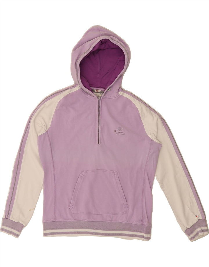 CHAMPION Womens Hoodie Jumper UK 18 XL Purple Colourblock Cotton Vintage Champion and Second-Hand Champion from Messina Hembry 