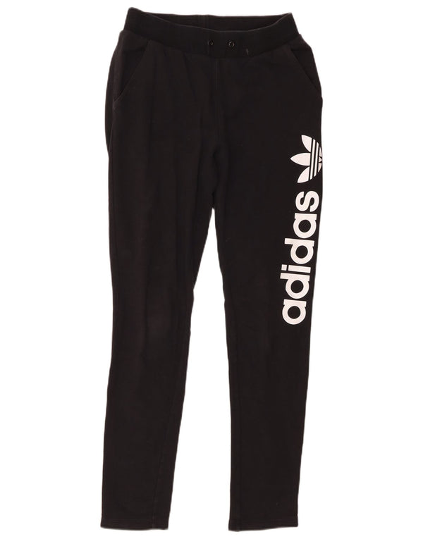Adidas Womens Graphic Tracksuit Calças UK 8 Pequenas Algodão Preto