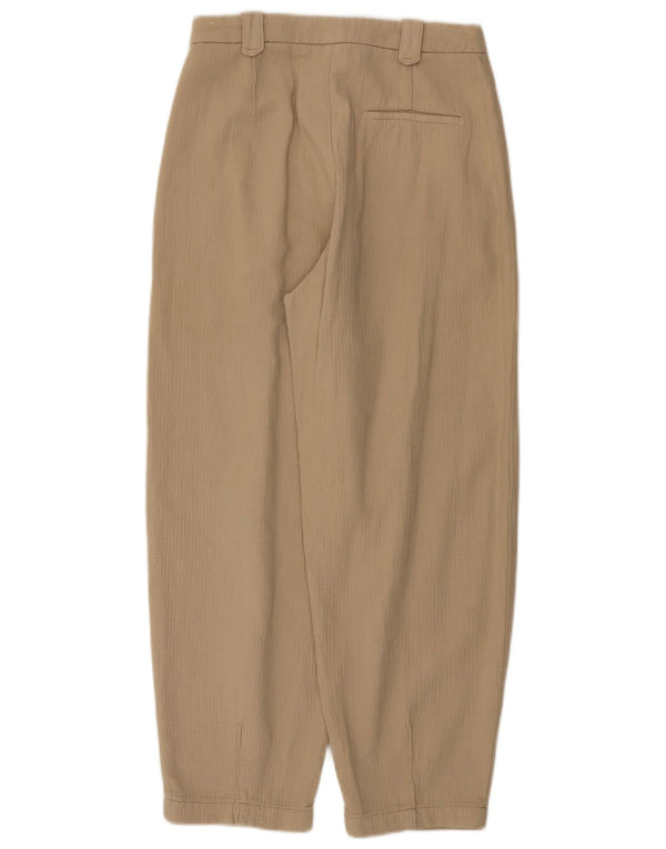 Calça feminina Zara balão cintura alta cortada UE 36 XS W26 L26 bege