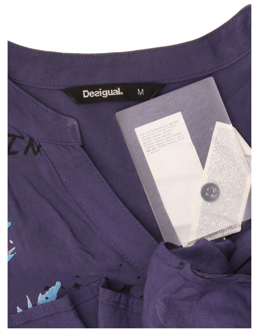 Pulôver feminino Desigual UK 14 médio azul marinho floral viscose