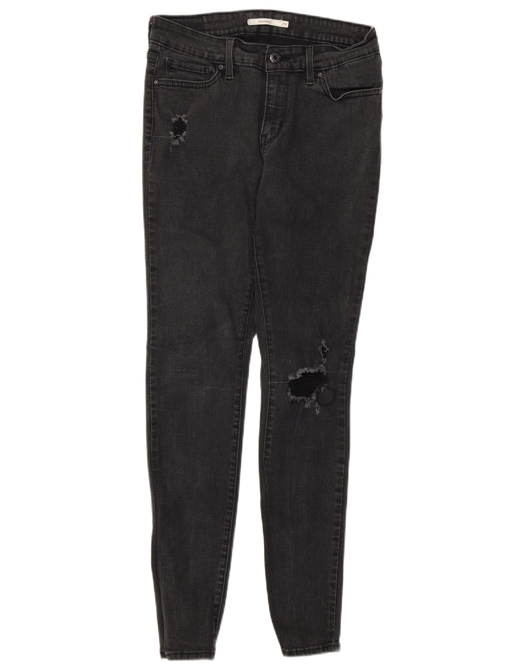 Calça jeans feminina LEVI'S 711 desgastada W29 L30 cinza