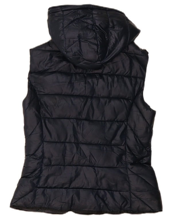 Colete acolchoado com capuz Zara feminino Trafaluc UK 12 poliéster azul marinho médio