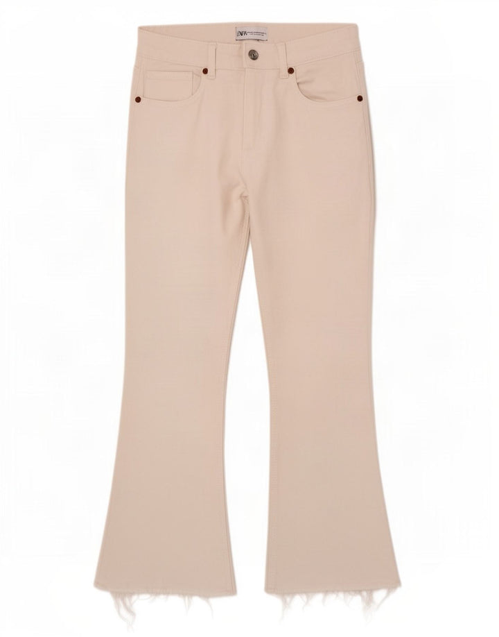 Zara Calça Jeans Feminina Crop Bootcut EU 40 Médio W30 L25 Branco