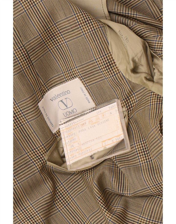 Jaqueta Blazer Masculina Valentino com 2 Botões IT 56 3XL Bege Houndstooth