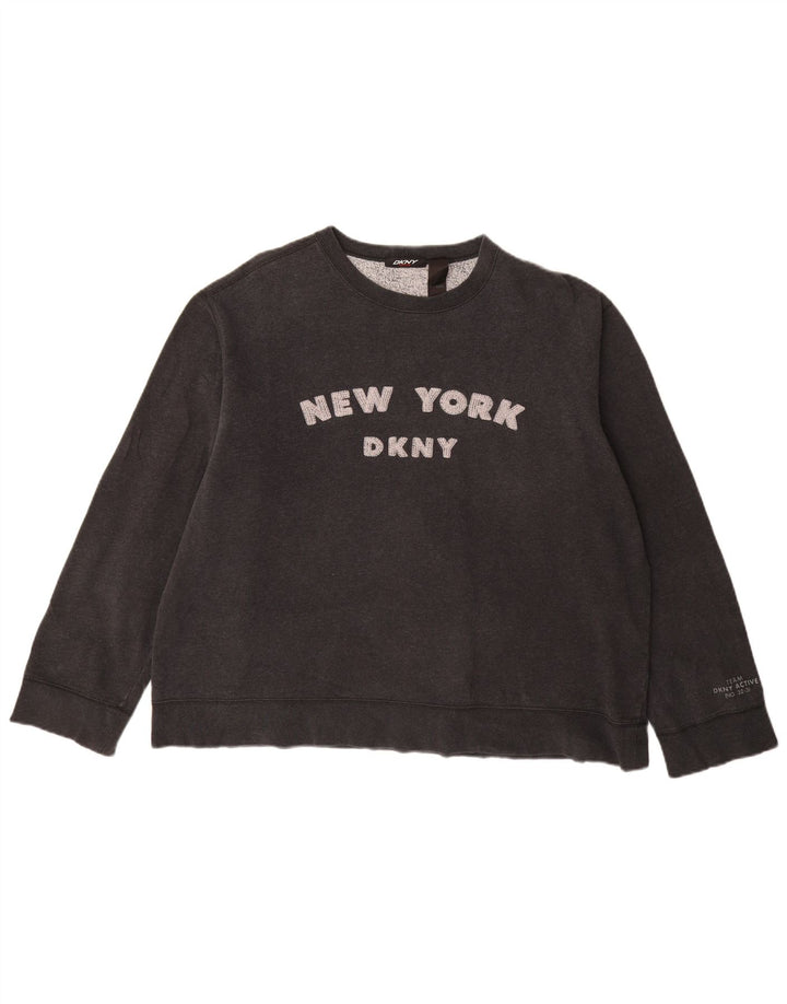 Suéter gráfico feminino DKNY UK 18 XL algodão preto