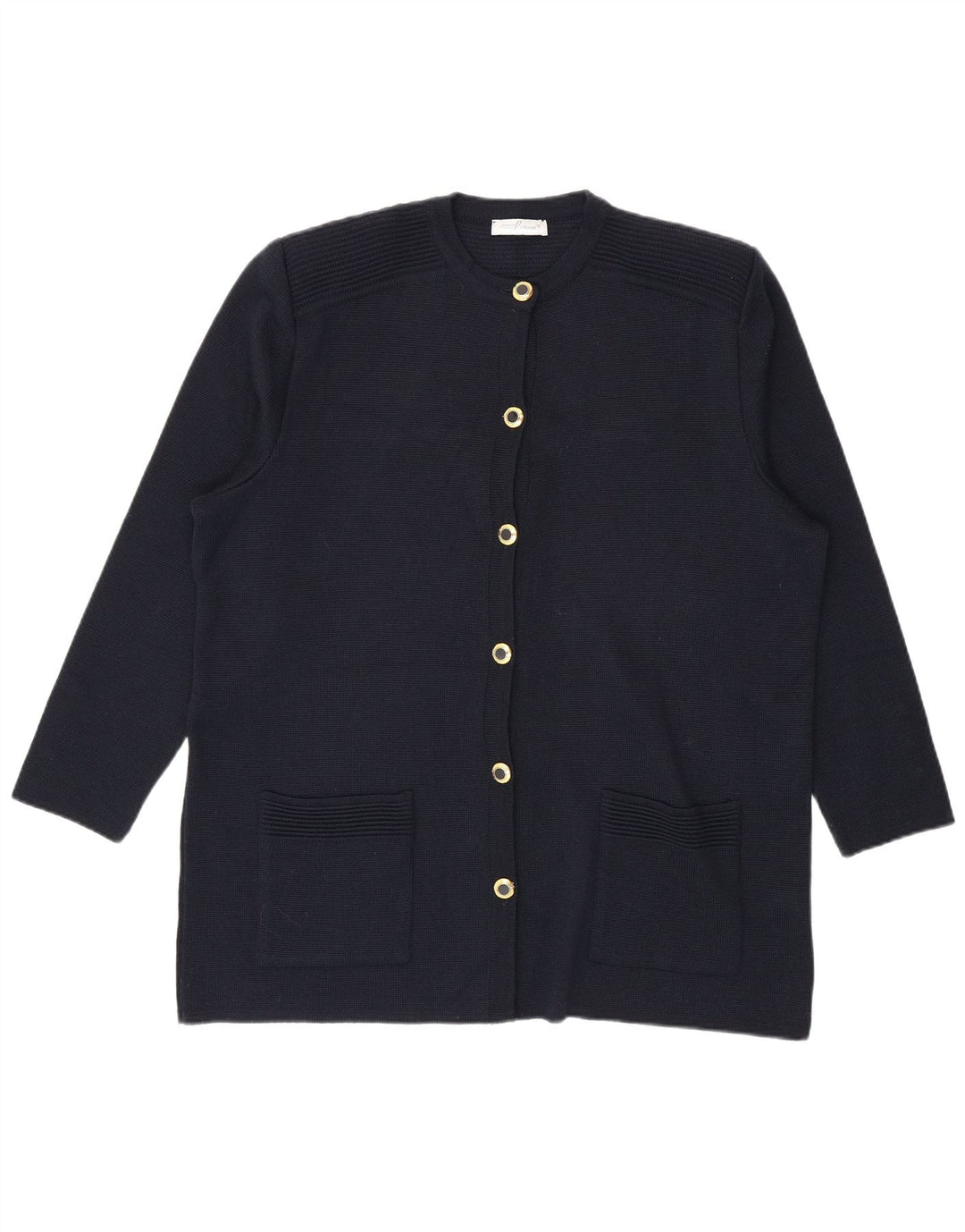 Suéter cardigã feminino vintage com palangre grande IT 46 azul marinho grande