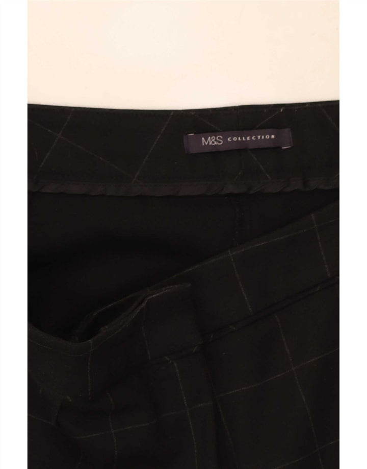 Calça feminina casual justa Marks & Spencer W34 L29 xadrez preta
