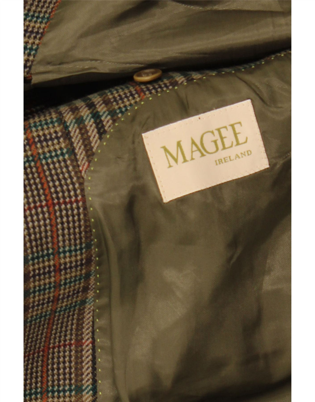 Jaqueta blazer masculina MAGEE com 2 botões Reino Unido 38 médio cáqui Houndstooth