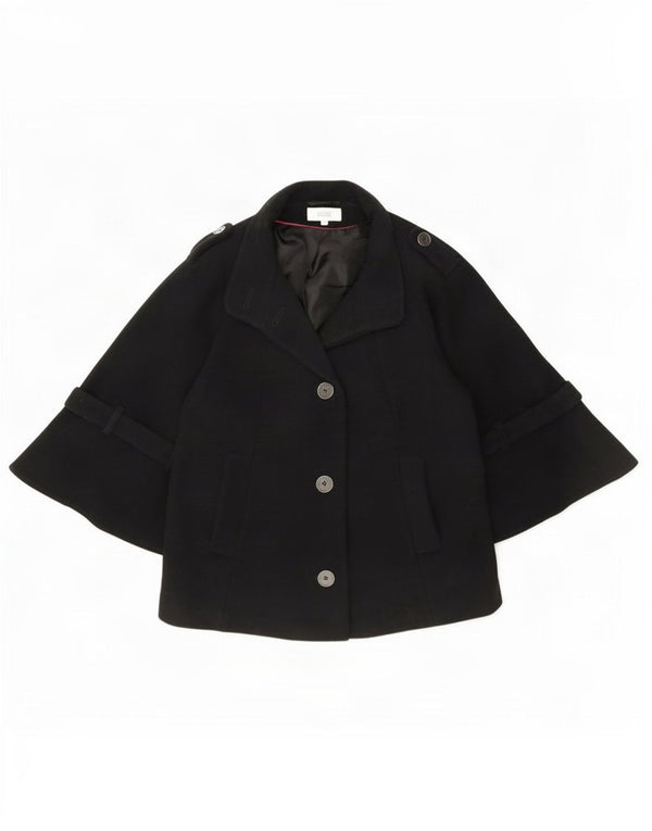 Jaqueta bomber feminina de manga 3/4 da Marks & Spencer Reino Unido 14 grande preta de lã nova