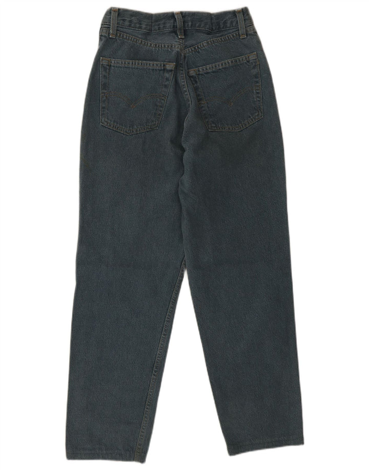 Jeans cônicos femininos vintage W25 L26 azul