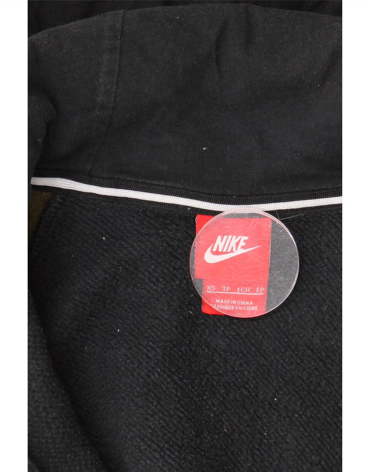 Suéter feminino Nike com capuz e zíper gráfico oversized UK 6 XS preto colorblock
