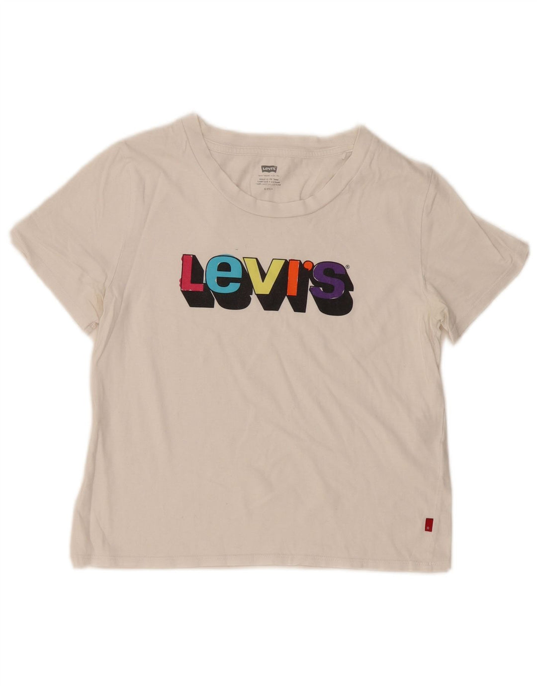 Camiseta feminina gráfica Levi's UK 10 pequena branca