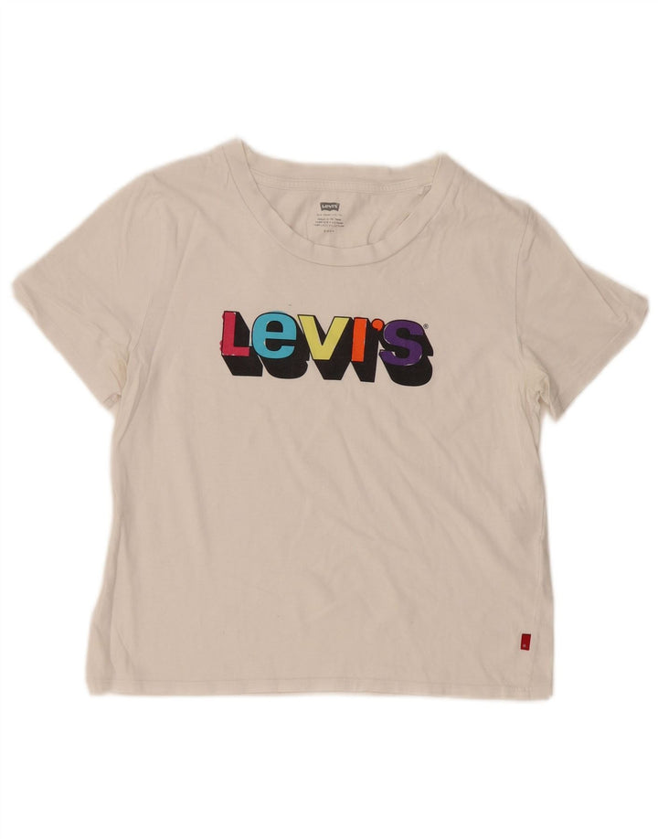 Camiseta feminina gráfica Levi's UK 10 pequena branca