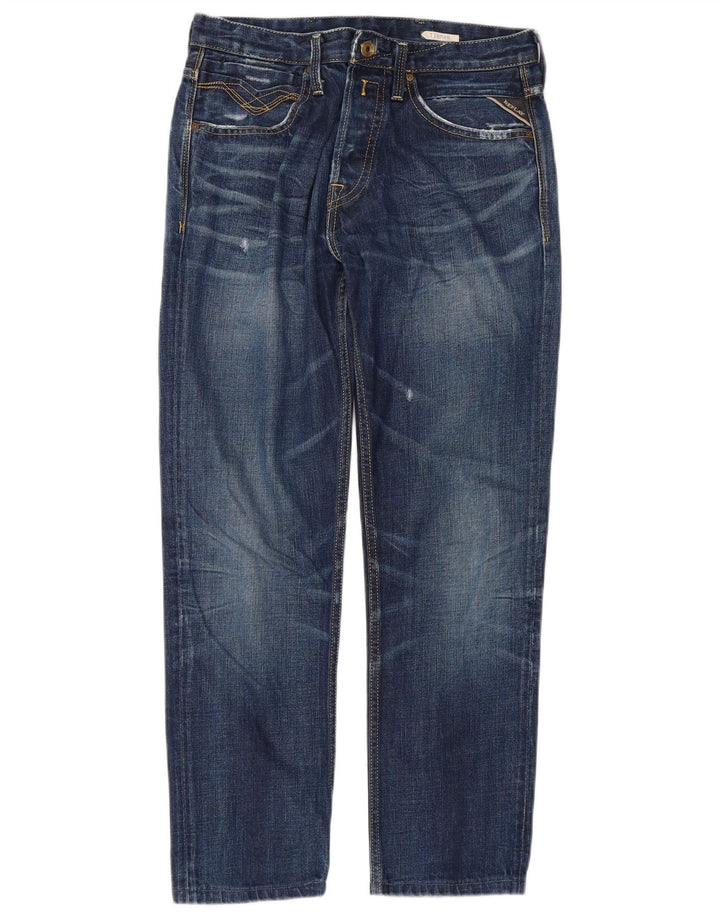 Replay Masculino Tirmar Distressed Slim Jeans W30 L28 Azul Algodão