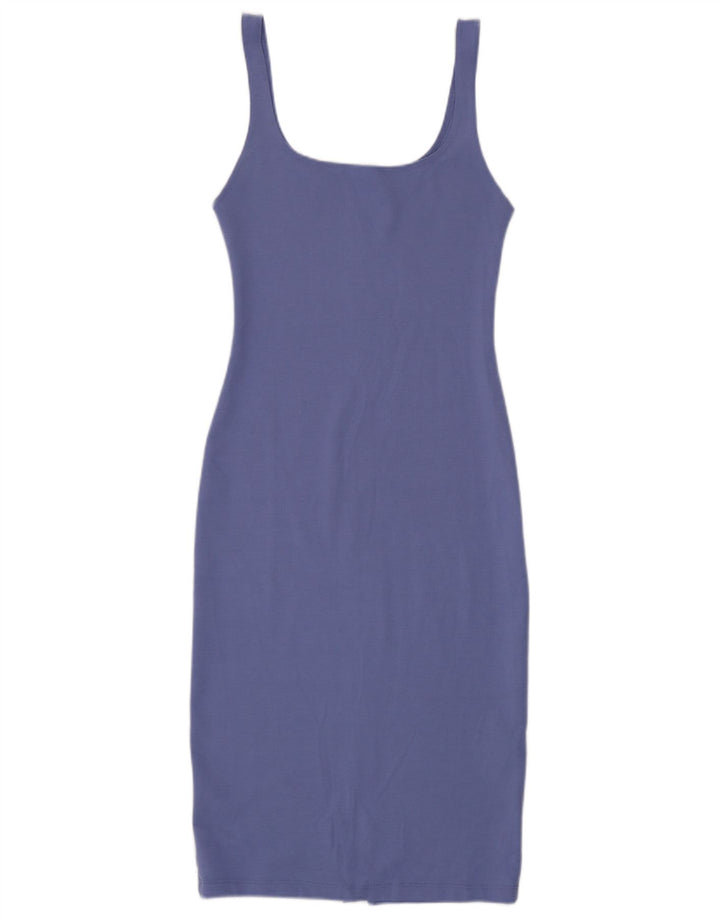 Vestido bodycon feminino sem mangas Zara UK 12 poliéster roxo médio