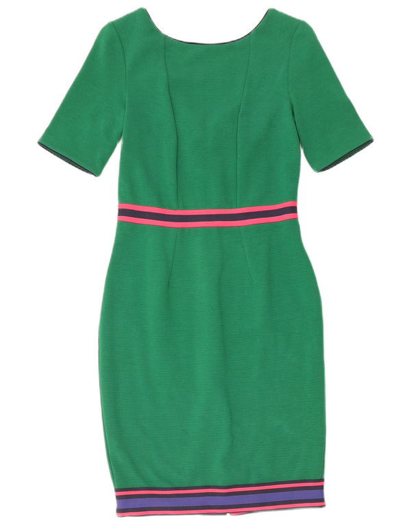 Vestido feminino Boden com bainha UK 8 pequeno algodão colorblock verde