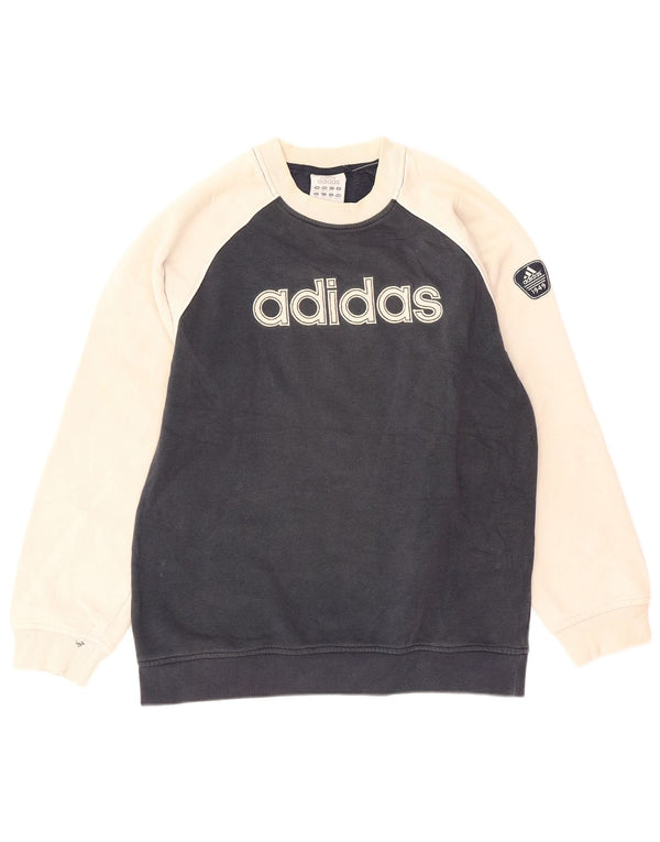 Adidas meninos moletom gráfico jumper 11-12 anos azul marinho colorblock