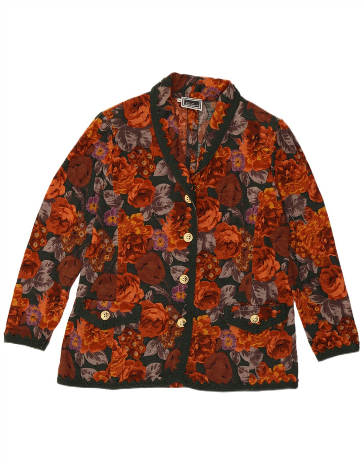 Luisa Spagnoli Jaqueta blazer feminina de 4 botões IT 50 XL multicolorida floral