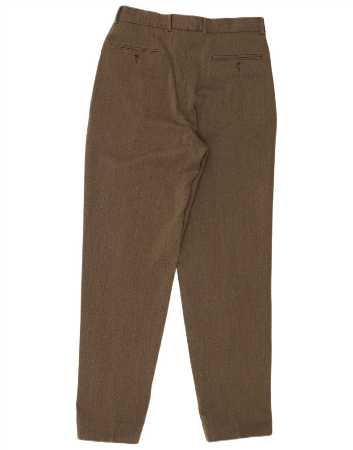 Calça masculina Marks & Spencer com pregas W32 L33 cáqui nova lã