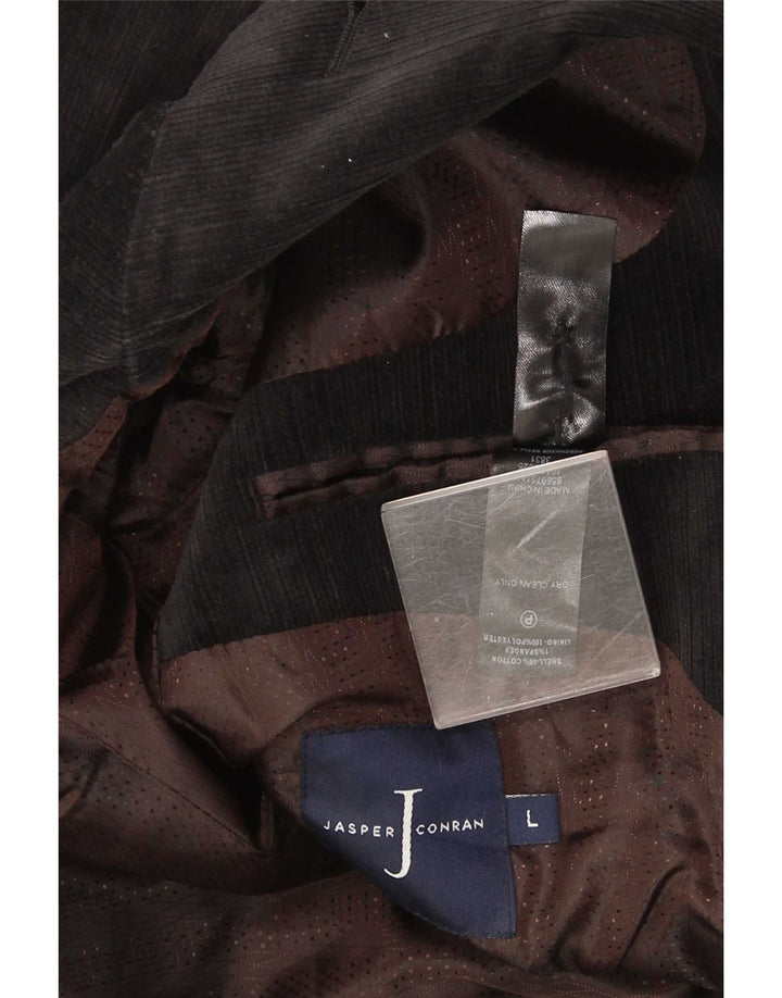 Jasper Conran Jaqueta blazer masculina de veludo cotelê com 2 botões Reino Unido 40 grande algodão preto