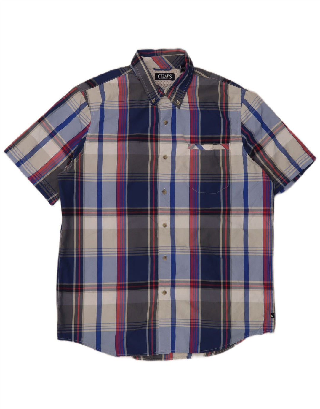 Camisa masculina de manga curta Chaps grande poliéster xadrez azul
