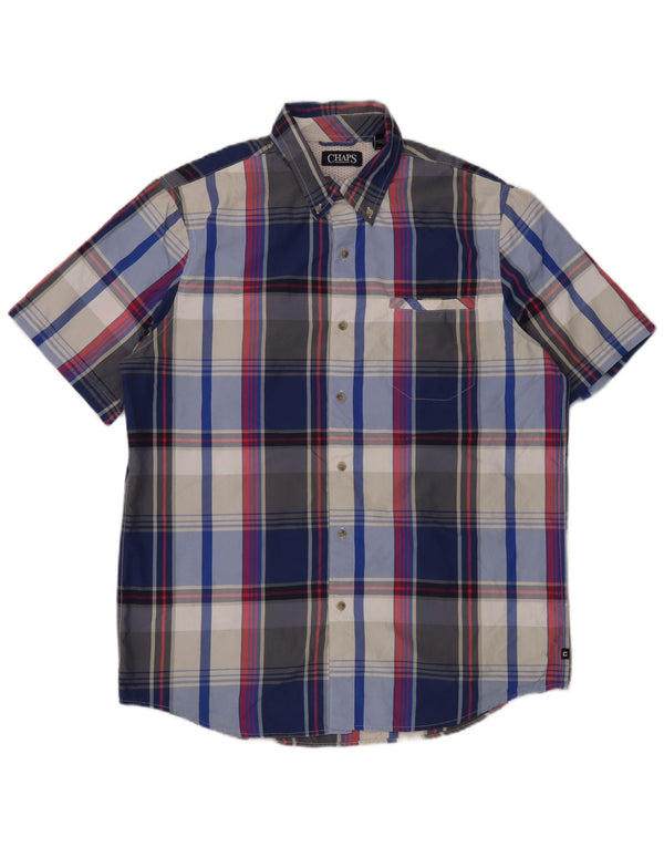 Camisa masculina de manga curta Chaps grande poliéster xadrez azul