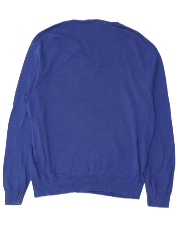 Polo Ralph Lauren Suéter masculino slim fit com decote em V XL algodão azul