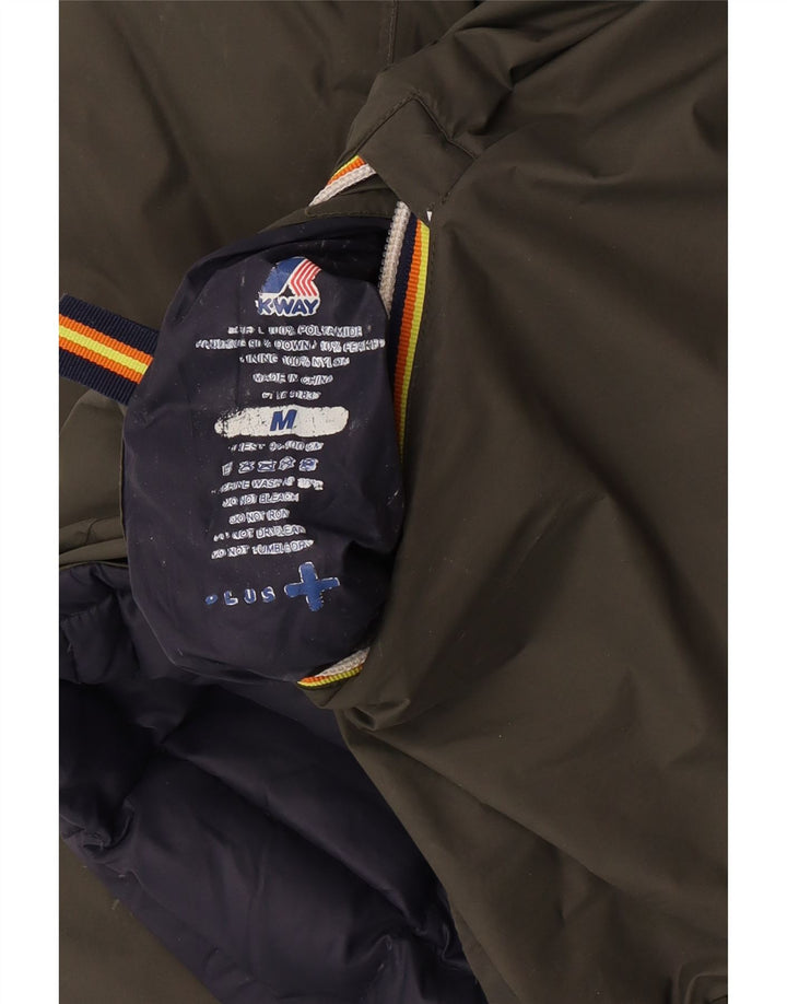 Jaqueta masculina acolchoada reversível com capuz K-Way UK 38 poliamida verde médio
