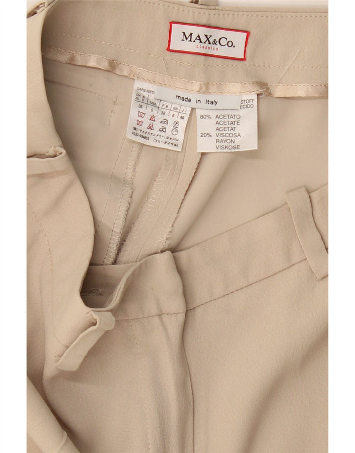 Calça casual feminina com perna larga UK 8 pequena W26 L28 acetato bege