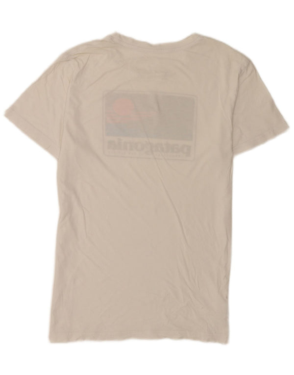 Camiseta masculina Patagonia Slim Fit Graphic Top Médio Algodão Branco