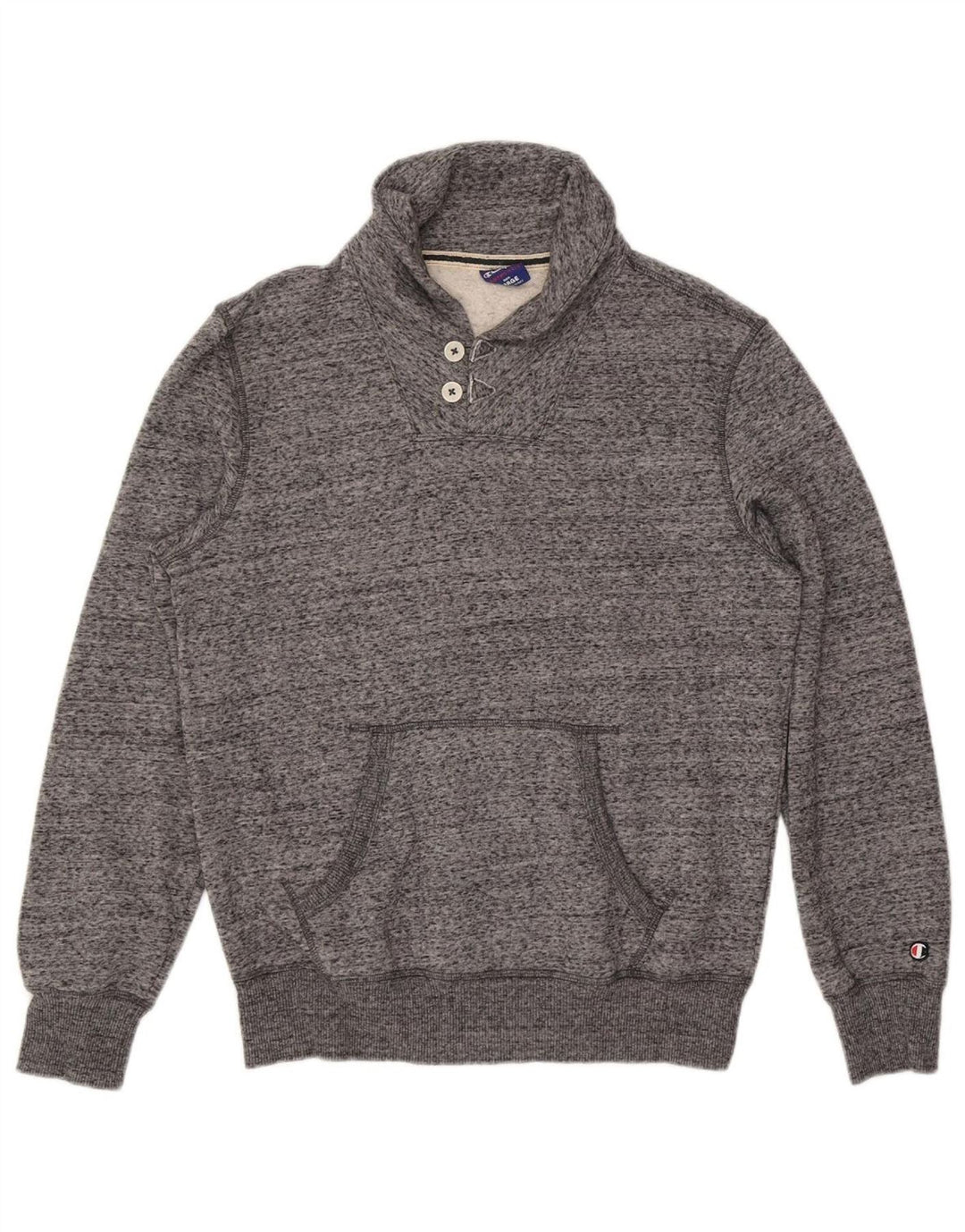 CHAMPION Suéter masculino com gola xale e algodão manchado cinza grande