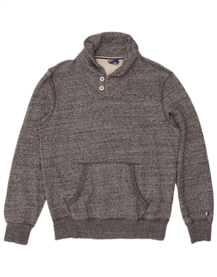 CHAMPION Suéter masculino com gola xale e algodão manchado cinza grande