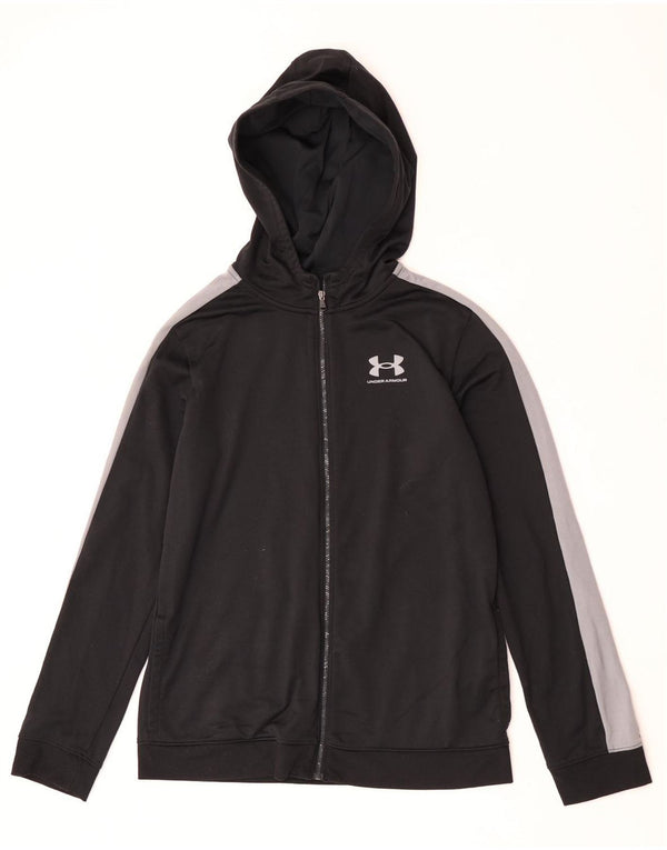 Suéter Under Armour Boys Zip com capuz 13-14 anos XL preto colorblock