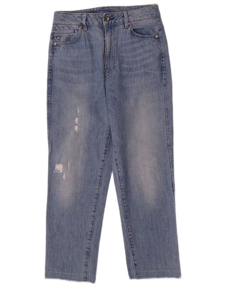 Calça jeans reta feminina G-Star desgastada W26 L26 azul