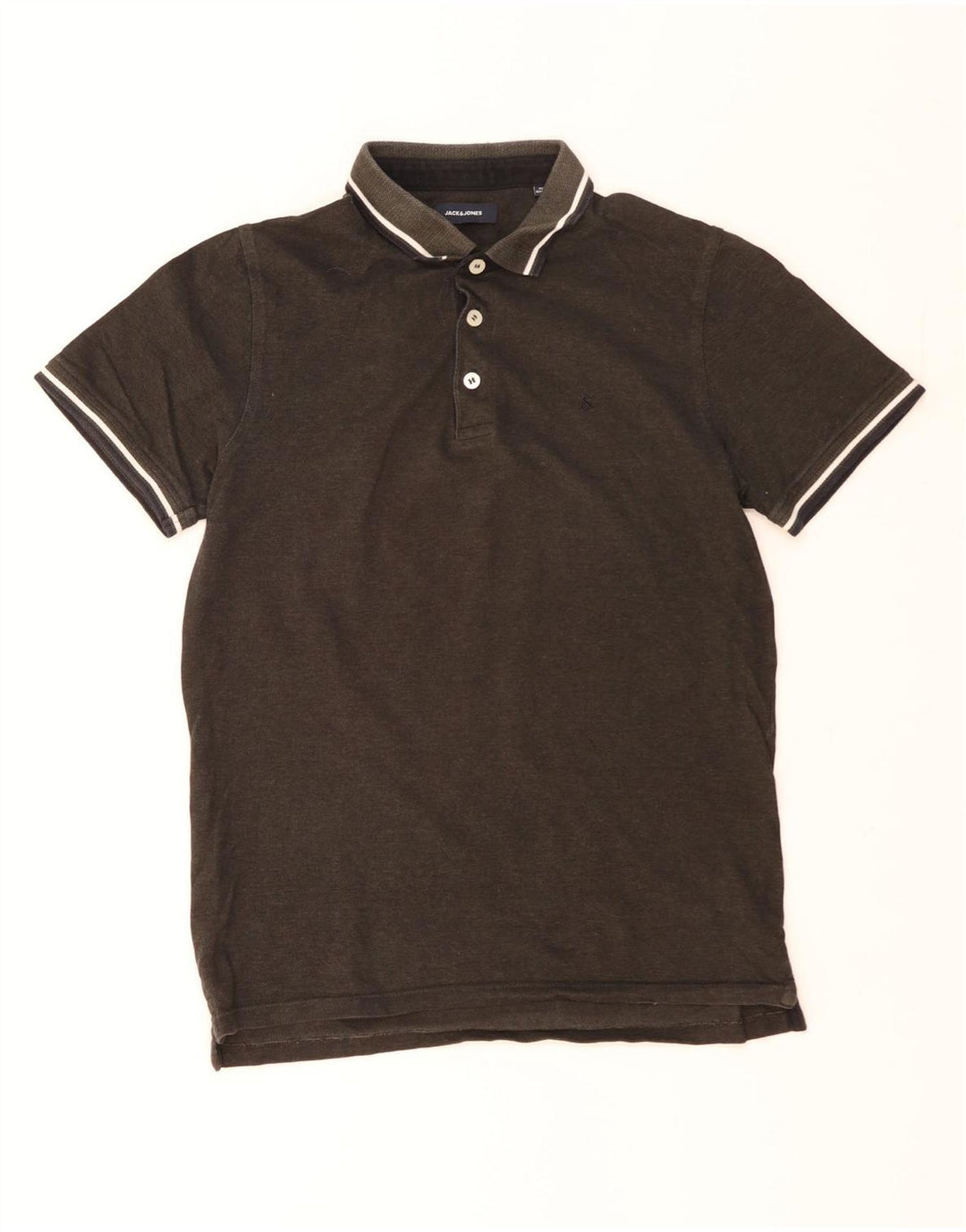 Camisa polo masculina JACK & JONES grande listrada cáqui