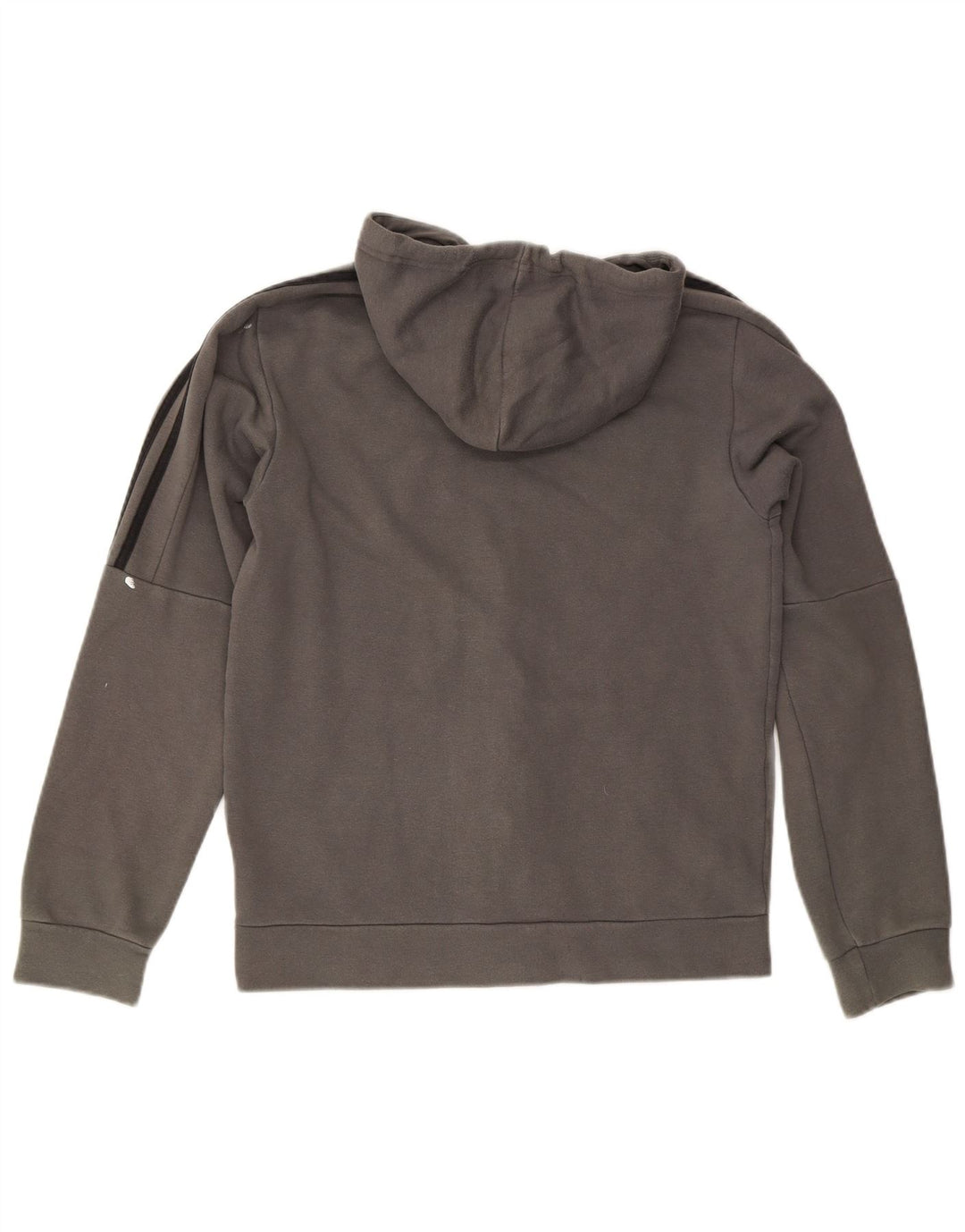 ADIDAS Mens Zip Hoodie Suéter Pequeno Algodão Cinza