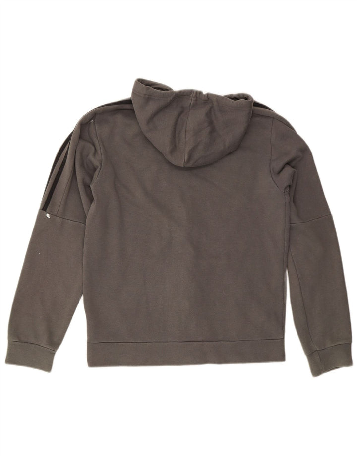 ADIDAS Mens Zip Hoodie Suéter Pequeno Algodão Cinza