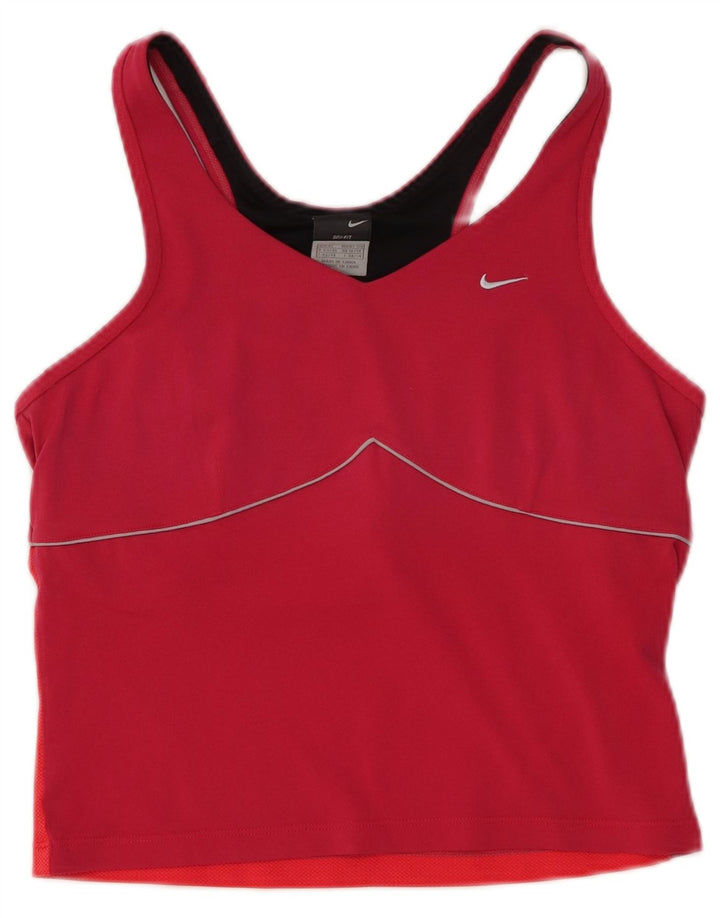 NIKE Feminino Dri Fit Crop Vest Top UK 16/18 XL Rosa Colourblock