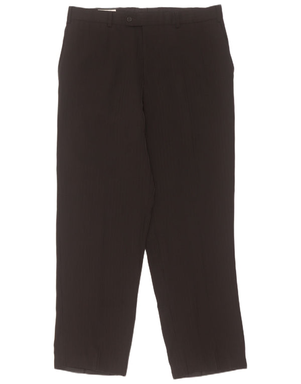 Calça masculina Angelo Litrico de terno reto IT 52 XL W38 L32 risca de giz preta