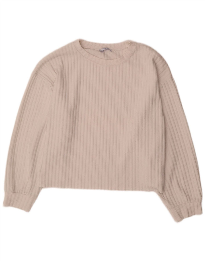 Zara Womens Trafaluc Oversized Top Manga Longa Reino Unido 16 Grande Poliéster Branco